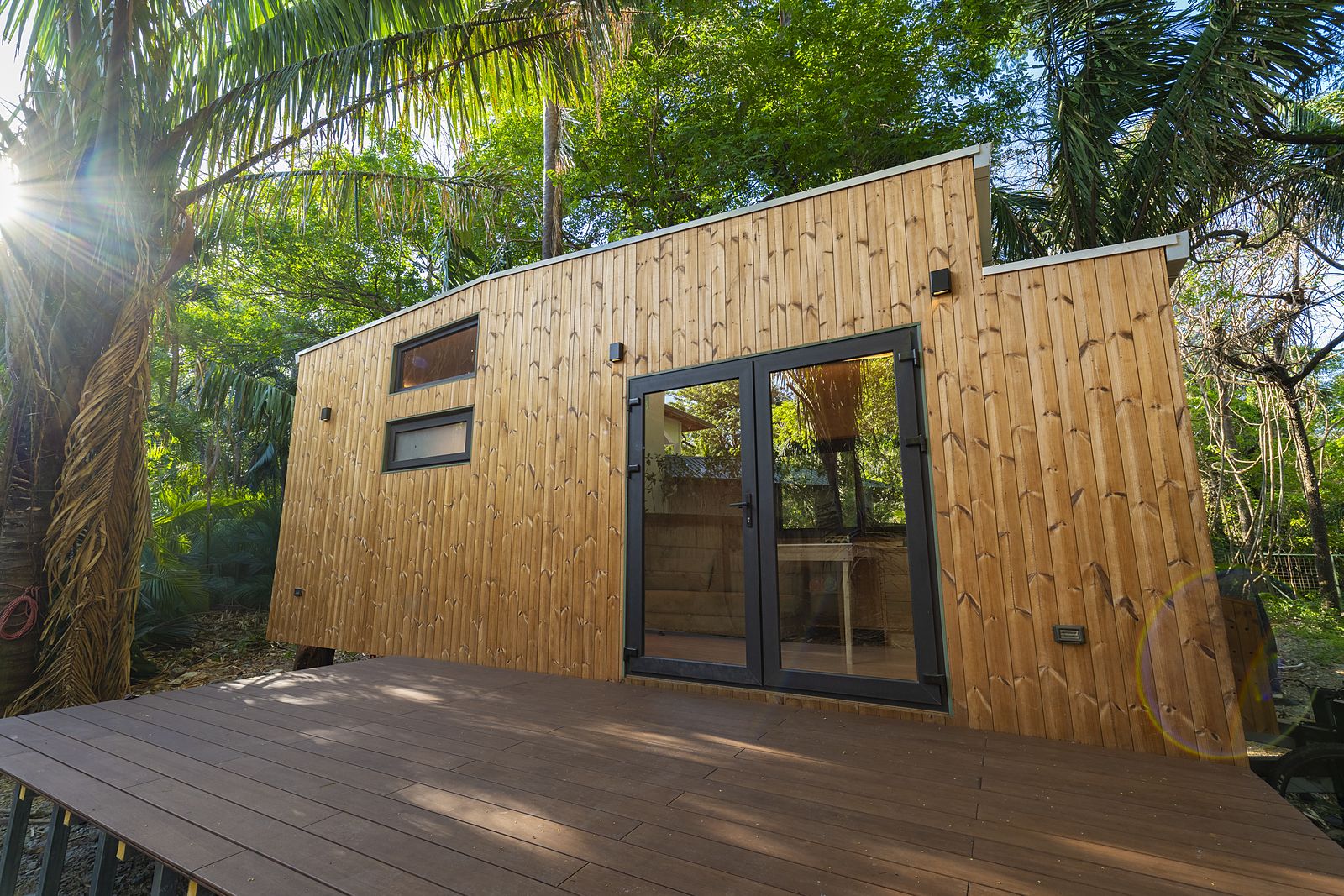 Aurora wooden exterior by day